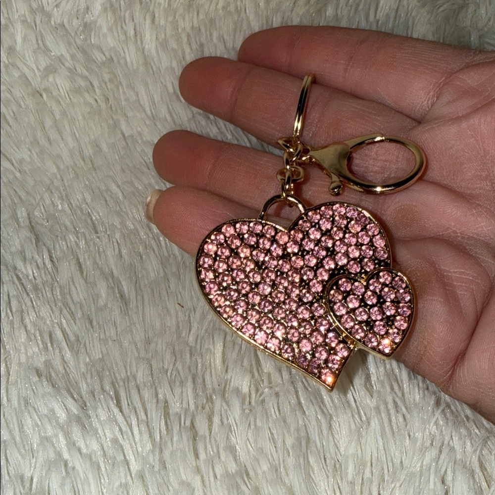 Pink Heart Bling Bling Keychain